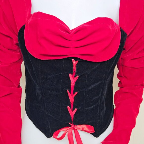 JaC Costumes Velvet Corset Top Womens Large Little Red Riding Hood Cosplay USA - Picture 2 of 8